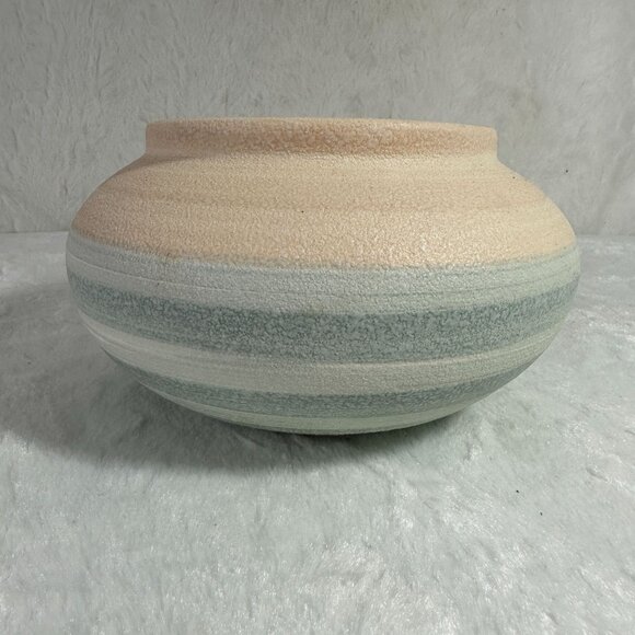 Vintage Handcrafted Ceramic Striped Vase - Picture 1 of 7